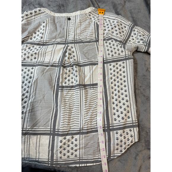 PrAna Elena Organic Cotton Geometric Plaid Aztec Tribal Blouse Top Size Medium - Picture 10 of 10